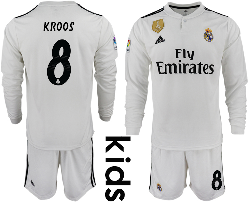 2018_2019 Club Real Madrid home long sleeve Youth #8 soccer jerseys->youth soccer jersey->Youth Jersey